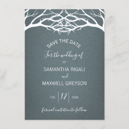 Rustikale Winter Birch Tree Save the Date Karte