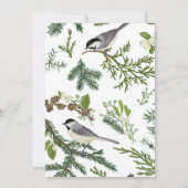 Rustikale Winter Bird & Pine Frame Wedding Einladung (Rückseite)