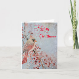 Rustikale Winter Bird Wasserfarbe Frohe Weihnachte Feiertagskarte