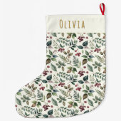 Rustikale Winter-Blätter und Berries Personalisier Großer Weihnachtsstrumpf (Rückseite)