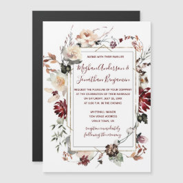 Rustikale Winter Bloom floral Burgund Hochzeit | Magneteinladung