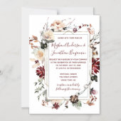 Rustikale Winter Bloom floral Burgund Hochzeit | Magneteinladung (Vorderseite)