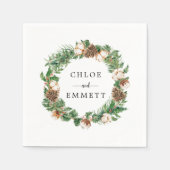 Rustikale Winter-Botanische Kleider-Hochzeit Serviette (Vorderseite)