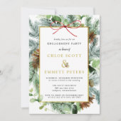 Rustikale Winter Botanische Pine Engagement Party Einladung (Vorderseite)