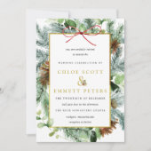 Rustikale Winter Botanische Pine Hochzeit Einladun Einladung (Vorderseite)