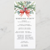 Rustikale Winter Botanische Rote Bow DIY Hochzeit Programm (Rückseite)