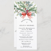 Rustikale Winter Botanische Rote Bow DIY Hochzeit Programm (Vorne/Hinten)