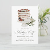 Rustikale Winter Cake Holiday Party Einladung (Stehend Vorderseite)