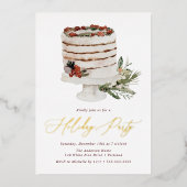 Rustikale Winter Cake Holiday Party Folieneinladung (Vorderseite)