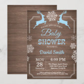 Rustikale Winter Deer Snowflake Boy Babydusche Einladung (Vorne/Hinten)