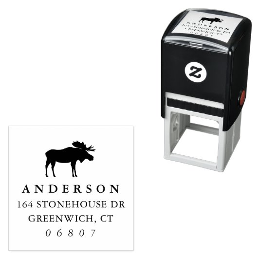 Rustikale Winter Elche Rücksendeadresse Permastempel (Beispiel)