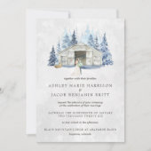 Rustikale Winter Evergreen Barn Wedding Einladung (Vorderseite)