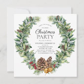 Rustikale Winter Filet Kone Wreath Holiday Party Einladung (Vorderseite)
