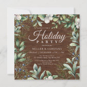 Rustikale Winter floral Corporate Holiday Party Einladung (Vorderseite)