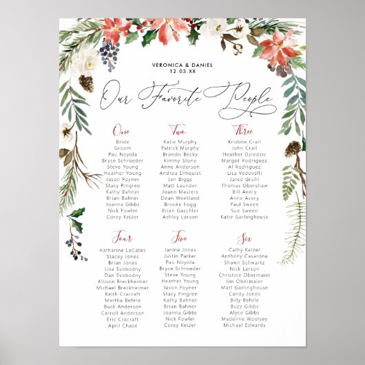 Rustikale Winter floral | Hochzeitstisch Poster (Vorne)