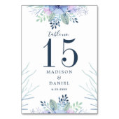 Rustikale Winter Floral Navy Blue Watercolor Hochz Tischnummer (Vorderseite)