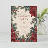 Rustikale Winter Floral Weihnachten Ansammlung Einladung (Stehend Vorderseite)