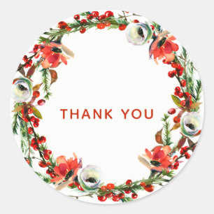 Rustikale Winter florale Berries Wreath Moderne Gu Runder Aufkleber