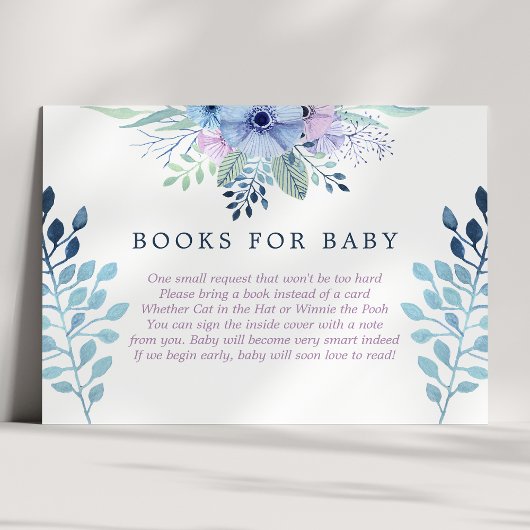 Rustikale Winter florale Navy Books für Baby Begleitkarte