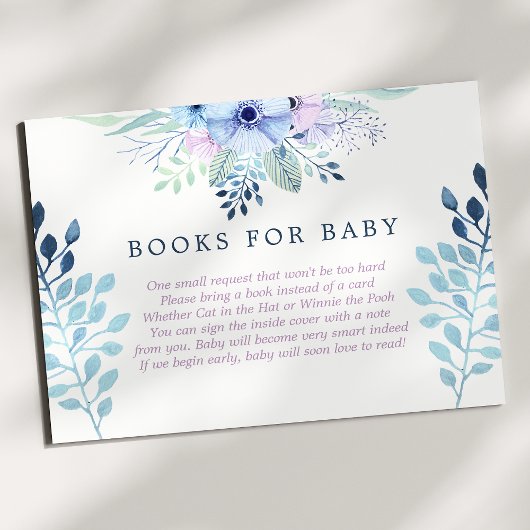 Rustikale Winter florale Navy Books für Baby Begleitkarte
