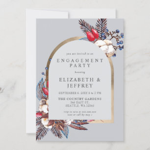 Rustikale Winter Florals Arted Engagement Party Einladung
