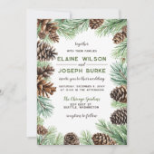 Rustikale Winter Foliage Pine Wedding Einladung (Vorderseite)