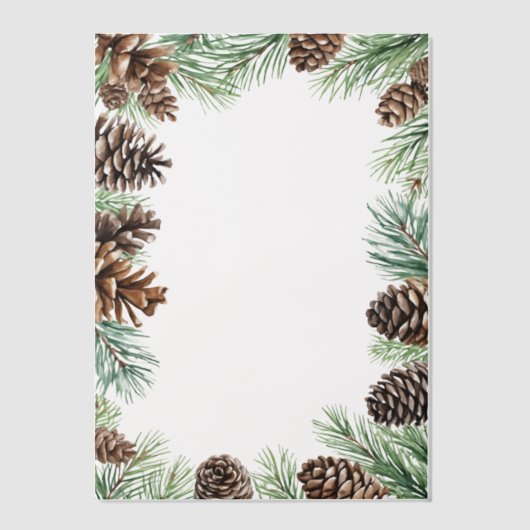 Rustikale Winter Foliage Pine Wedding Pergament Einladungen (Vorderseite)