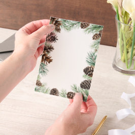 Rustikale Winter Foliage Pine Wedding Pergament Einladungen