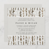 Rustikale Winter Forest Square Engagement Party Einladung (Vorne/Hinten)