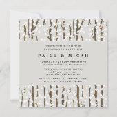 Rustikale Winter Forest Square Engagement Party Einladung (Vorderseite)