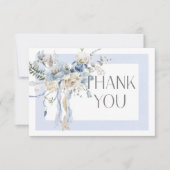 Rustikale Winter Frosty Blue & White Floral Weddin Dankeskarte (Vorderseite)