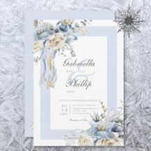 Rustikale Winter Frosty Blue & White Floral Weddin