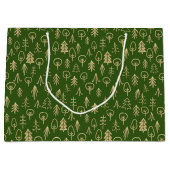 Rustikale Winter Gold Gemustert grüne große Gesche Geschenktüte (Vorderseite)