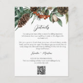 Rustikale Winter Greenerity Wedding Details QR Web Begleitkarte (Vorderseite)