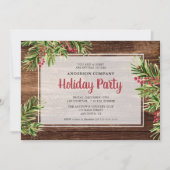 Rustikale Winter Greenery Business Holiday Party Einladung (Vorderseite)