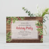 Rustikale Winter Greenery Business Holiday Party Einladung (Stehend Vorderseite)