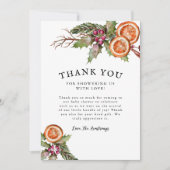 Rustikale Winter Greenery Kinderdusche Dankeskarte (Vorderseite)