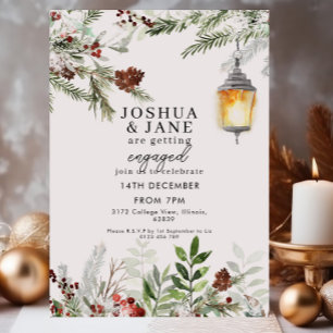 Rustikale Winter Greenery Lantern Engagement Party Einladung