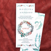 Rustikale Winter-Hochzeit mit Grün und Kupfer Einladung