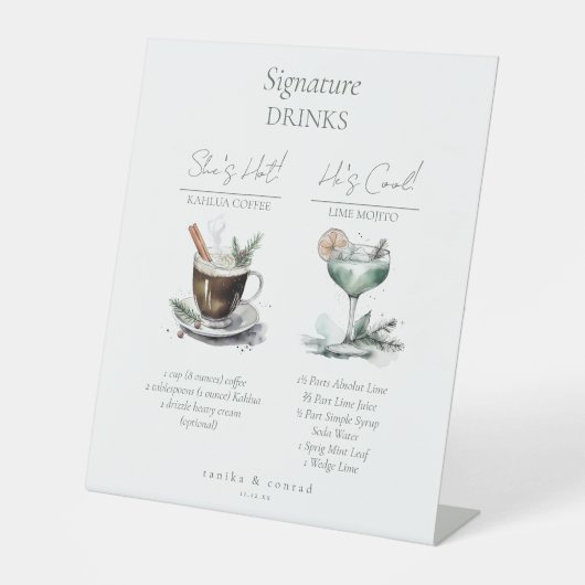 Rustikale Winter-Hochzeit - Signature Drinks ID104 Sockelschild (Vorderseite)