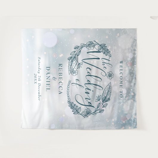 Rustikale Winter-Hochzeit Wandteppich (Vorderseite (Horizontal))