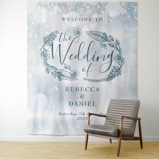 Rustikale Winter-Hochzeit Wandteppich (Beispiel)