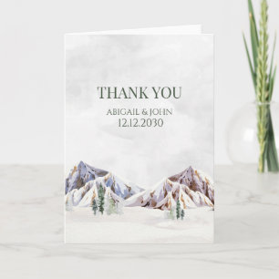 Rustikale Winter-Hochzeits-Dankeskarten für Berge Dankeskarte