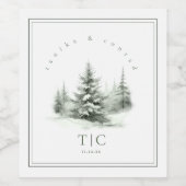 Rustikale Winter Hochzeitseinheiten Forest Green I Weinetikett (Einzelnes Label)
