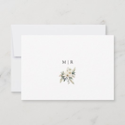 Rustikale Winter-Hochzeitskarte mit Blumen RSVP Karte (Rückseite)
