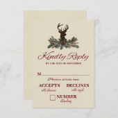 Rustikale Winter Holiday Pine Wedding RSVP Card (Vorne/Hinten)