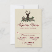 Rustikale Winter Holiday Pine Wedding RSVP Card Karte (Vorderseite)