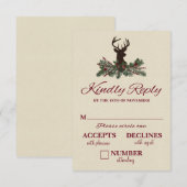 Rustikale Winter Holiday Pine Wedding RSVP Card Karte (Vorne/Hinten)