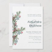 Rustikale Winter Holly Berries Hochzeit Einladung (Vorderseite)