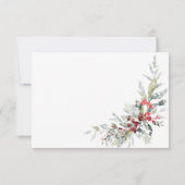 Rustikale Winter Holly Berries & Snow Wedding RSVP Karte (Rückseite)